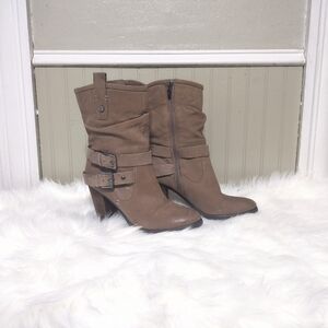 Marc Fisher Women's Taupe Leather Slouchy Boot Size 6